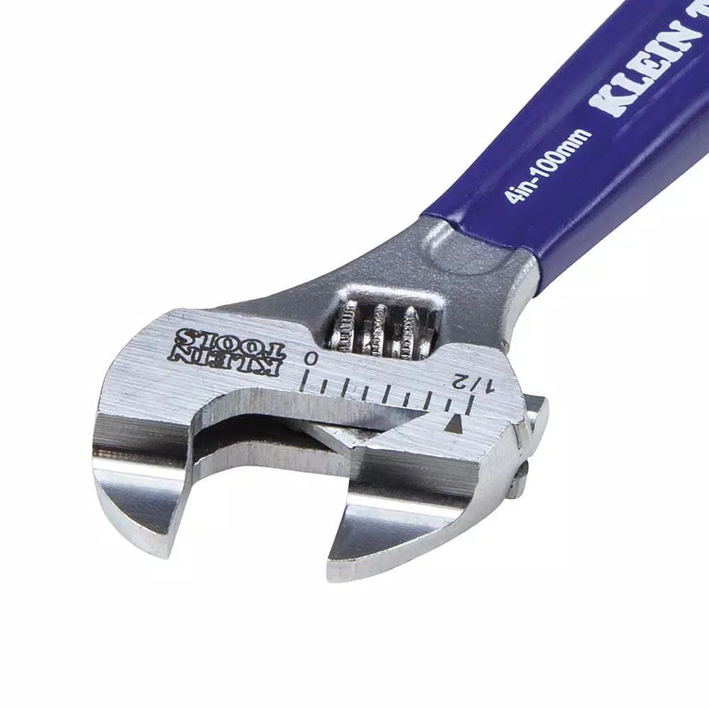 Klein Tools 4 in. Slim-Jaw Adjustable Wrench, Low Profile Steel Hand Tool