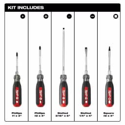 Milwaukee 5-Piece Cushion Grip Screwdriver Set with Tactile ID thumbnail 3