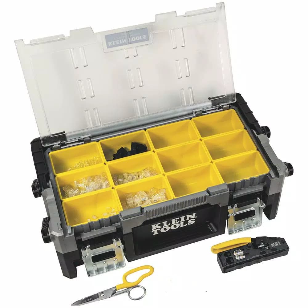 Klein Tools VDV ProTech Data Kit with Ratcheting Crimper, Plugs, and Tool Case