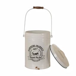 Glitzhome 13 in. Farmhouse Enamel Metal Canister with Wire Handle and Distressed Finish thumbnail 2
