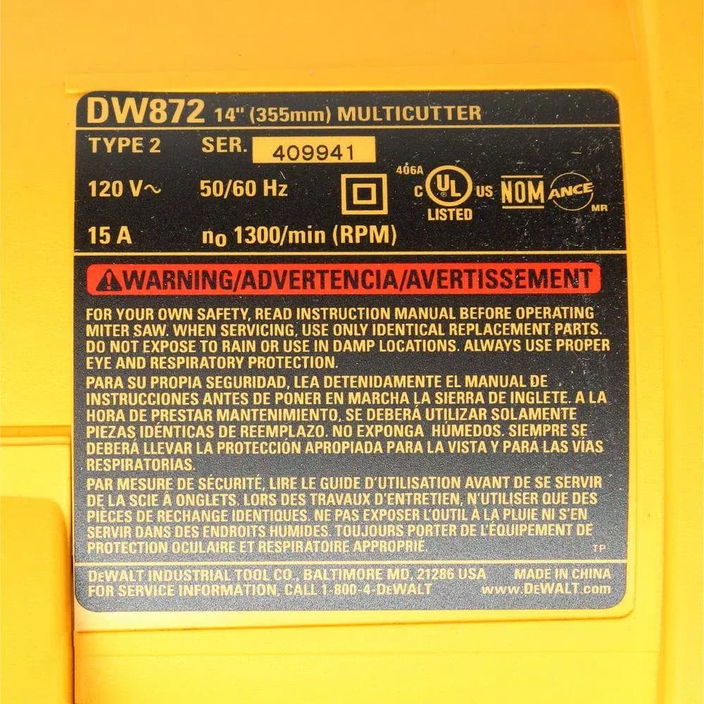 DEWALT 15 Amp 14 in. Multi-Cutter Saw with Carbide Tipped Blade