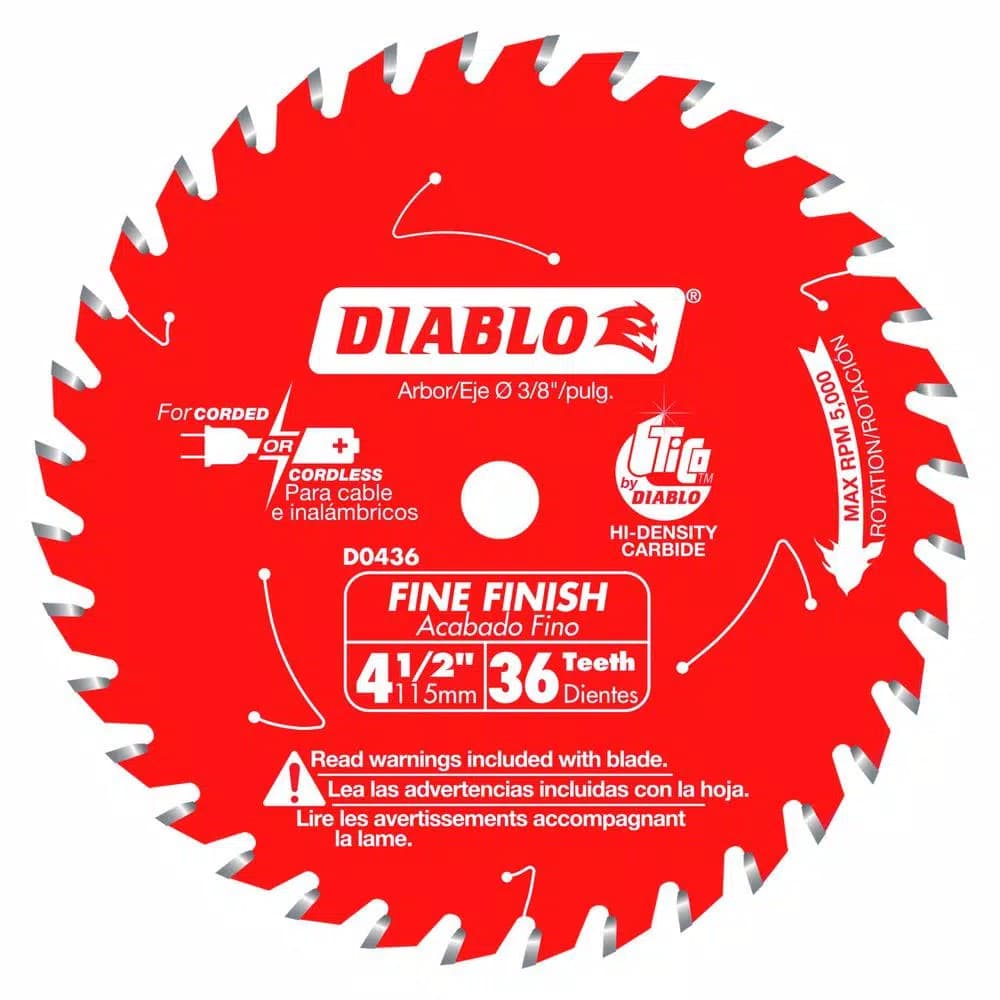 Diablo 4-1/2 in. 36-Tooth Fine Finish Circular Saw Blade, 3/8 in. Arbor