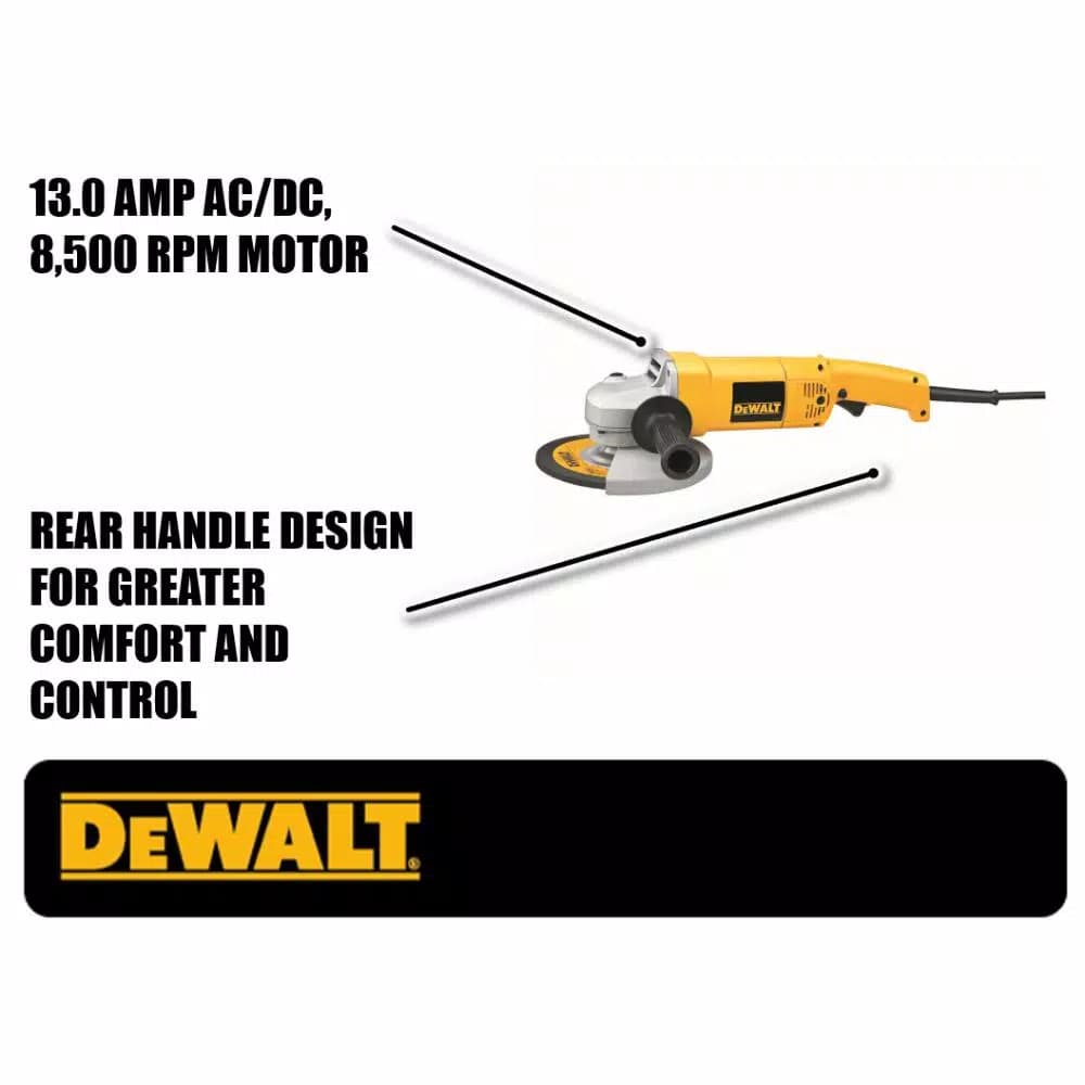 DEWALT 7 in. Heavy Duty Angle Grinder, 13 Amp, 8000 rpm with Bag and Wheels