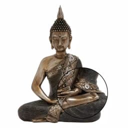 LITTON LANE 16 in. x 12 in. Decorative Sitting Buddha Sculpture, Tarnished Brass Finish Polystone Statuary thumbnail 5