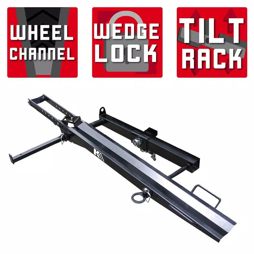 Detail K2 400 lb. Capacity Hitch Mounted Motorcycle Carrier with Adjustable Front Wheel Channel