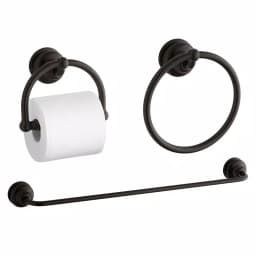KOHLER Fairfax 3-Piece Bath Hardware Kit - Towel Bar, Towel Ring & Toilet Paper Holder - Oil-Rubbed Bronze thumbnail 1