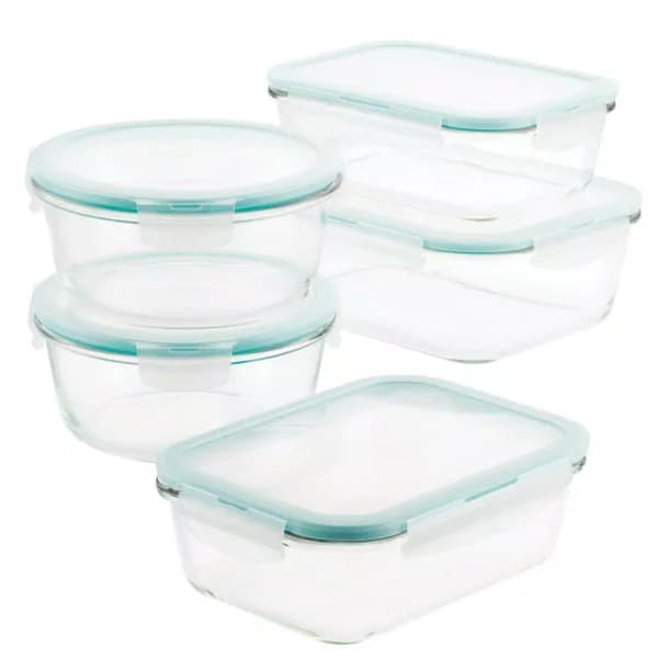 Lock & Lock Purely Better 10-Piece Borosilicate Glass Food Storage Container Set