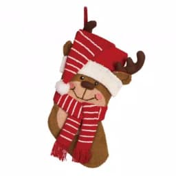 Glitzhome 19 in. 3D Hooked Penguin and Reindeer Christmas Stocking Set of 2 thumbnail 2