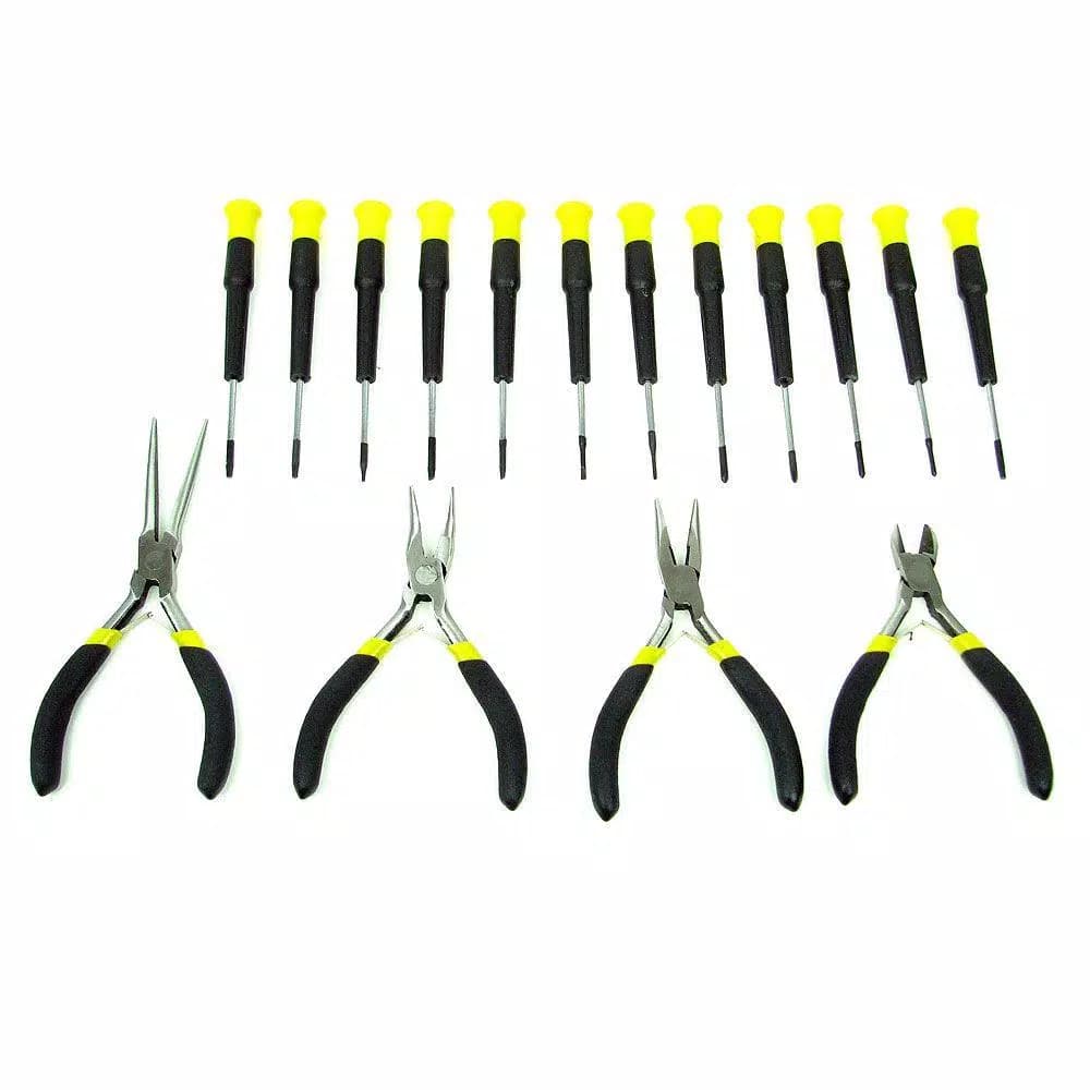 Stalwart Precision Jewelers Tool Set, 17-Piece Electronics Repair Kit with Magnetic Screwdrivers and Pliers