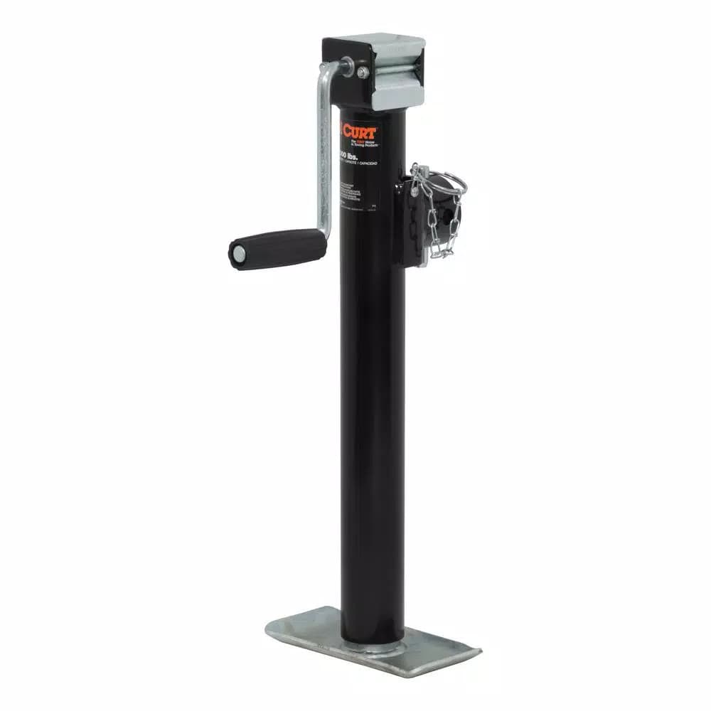 CURT Pipe-Mount Swivel Trailer Jack with Side Handle, 2,000 lbs. Capacity, 15 in. Travel