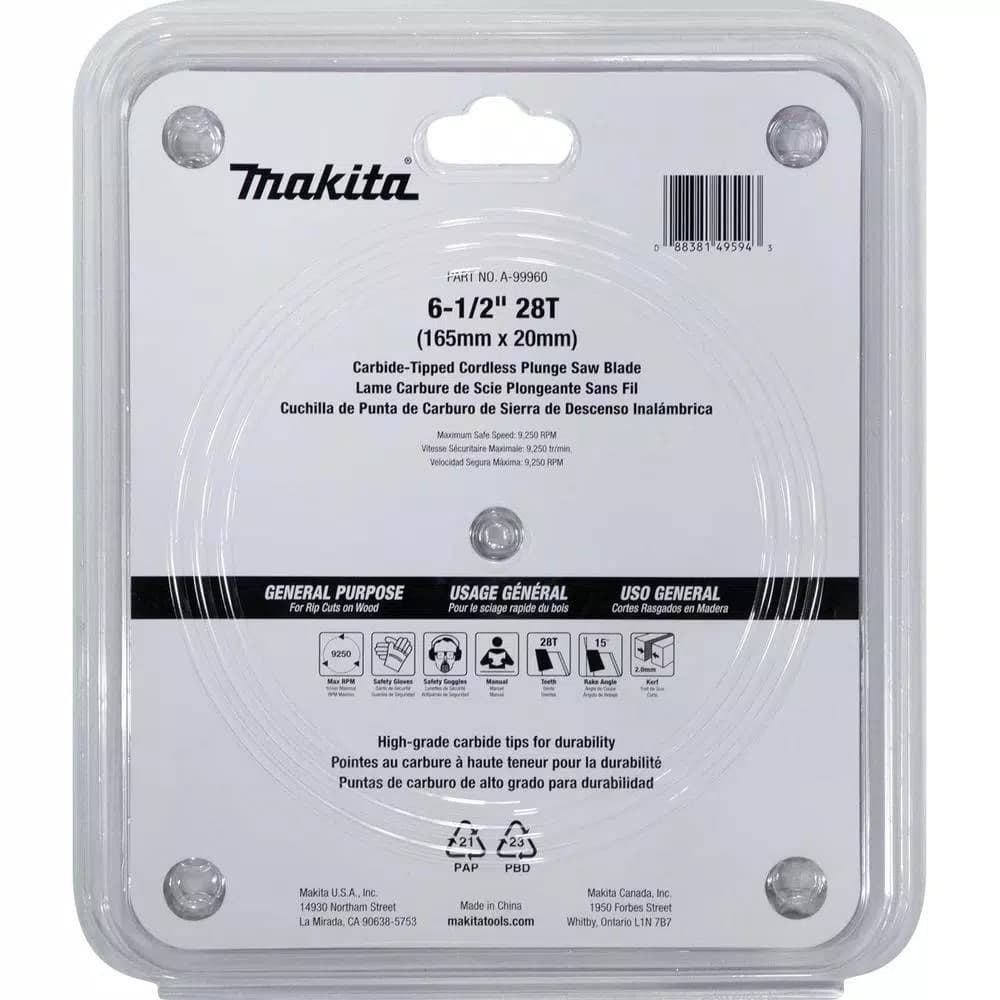 Makita 6-1/2 in. 28T Carbide-Tipped Wood Plunge Saw Blade