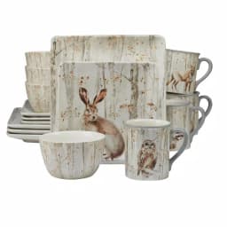 Certified International Woodland Walk 16-Piece Ceramic Dinnerware Set, Grey and Sepia, Service for 4 thumbnail 1