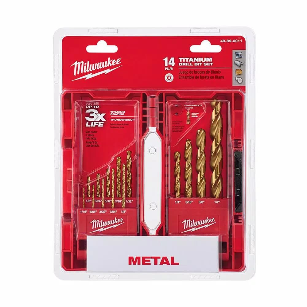 Milwaukee Thunderbolt Titanium Coated Twist Drill Bit Set, 14-Piece
