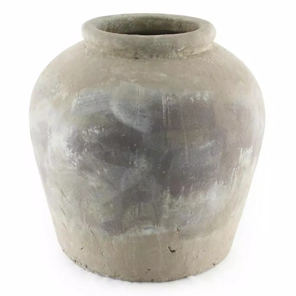 Zentique Terracotta Olive Brown Large Decorative Ceramic Vase - Distressed Italian Design