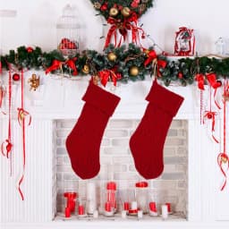 Glitzhome 22 in. Red Knitted Polyester Christmas Stockings, 2-Pack thumbnail 7