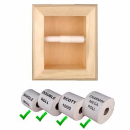 Unbranded Newton Recessed Toilet Paper Holder, Solid Pine Wood with Bevel Frame, Unfinished thumbnail 3