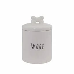 3R Studios Woof Metal Pet Toy and Food Storage Canisters with Bone Shaped Wood Handle, 2-Piece Set thumbnail 1