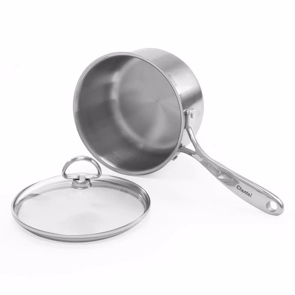 Chantal Induction 21 Steel 2 Qt. Stainless Steel Saucepan with Glass Lid, Brushed Finish