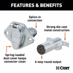 CURT 6-Way Round Trailer Connector Plug & Socket Kit thumbnail 4