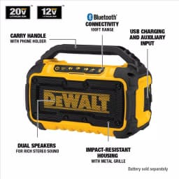 DEWALT 20V MAX Cordless 7-Tool Combo Kit with ToughSystem Case, 3 Batteries & Bluetooth Speaker thumbnail 11