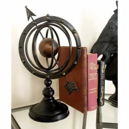 LITTON LANE 17" Nautical Iron Armillary Sphere Decor with Tarnished Brass Finish and Wood-Style Stand thumbnail 2