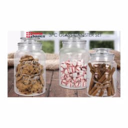 Home Basics 3-Piece Glass Canister Set, 35 oz., 45 oz., and 53 oz. Kitchen Storage Jars thumbnail 7