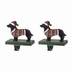Glitzhome Dachshund Wooden and Metal Stocking Holder Set of 2 - Dog Christmas Mantel Decor thumbnail 1