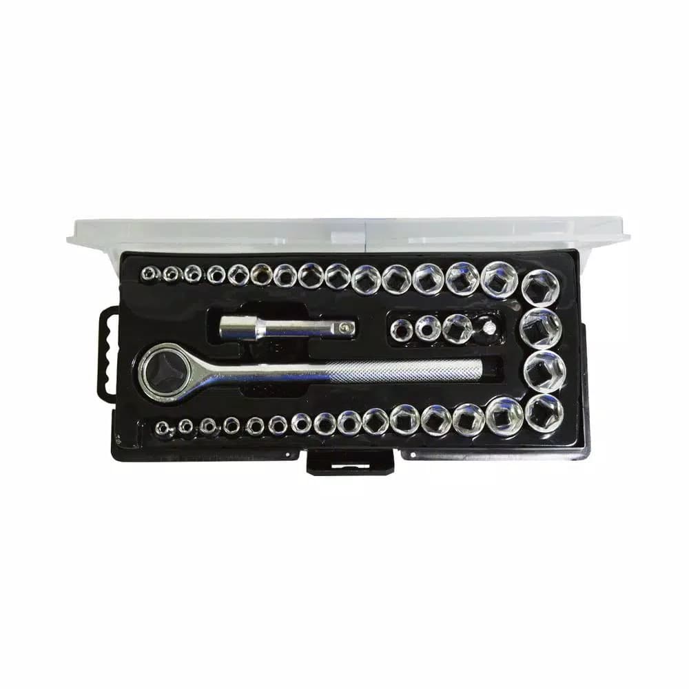Best Value 40-Piece 1/4 in. and 3/8 in. Ratchet & Socket Set, SAE and Metric, High Carbon Steel