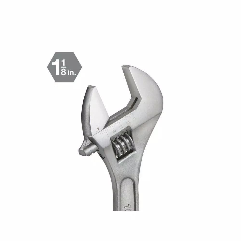 TEKTON 10 in. Adjustable Wrench, Carbon Steel with Satin Chrome Finish