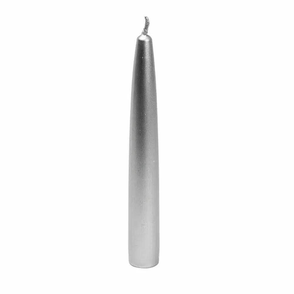 Zest Candle 6 in. Metallic Silver Taper Candles, 12-Set