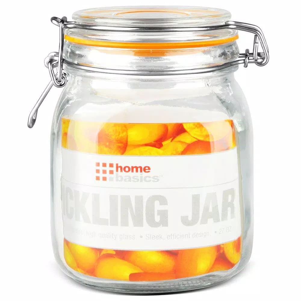 Unbranded 34 oz. Medium Glass Pickling Jar with Metal Bail Lid and Rubber Gasket