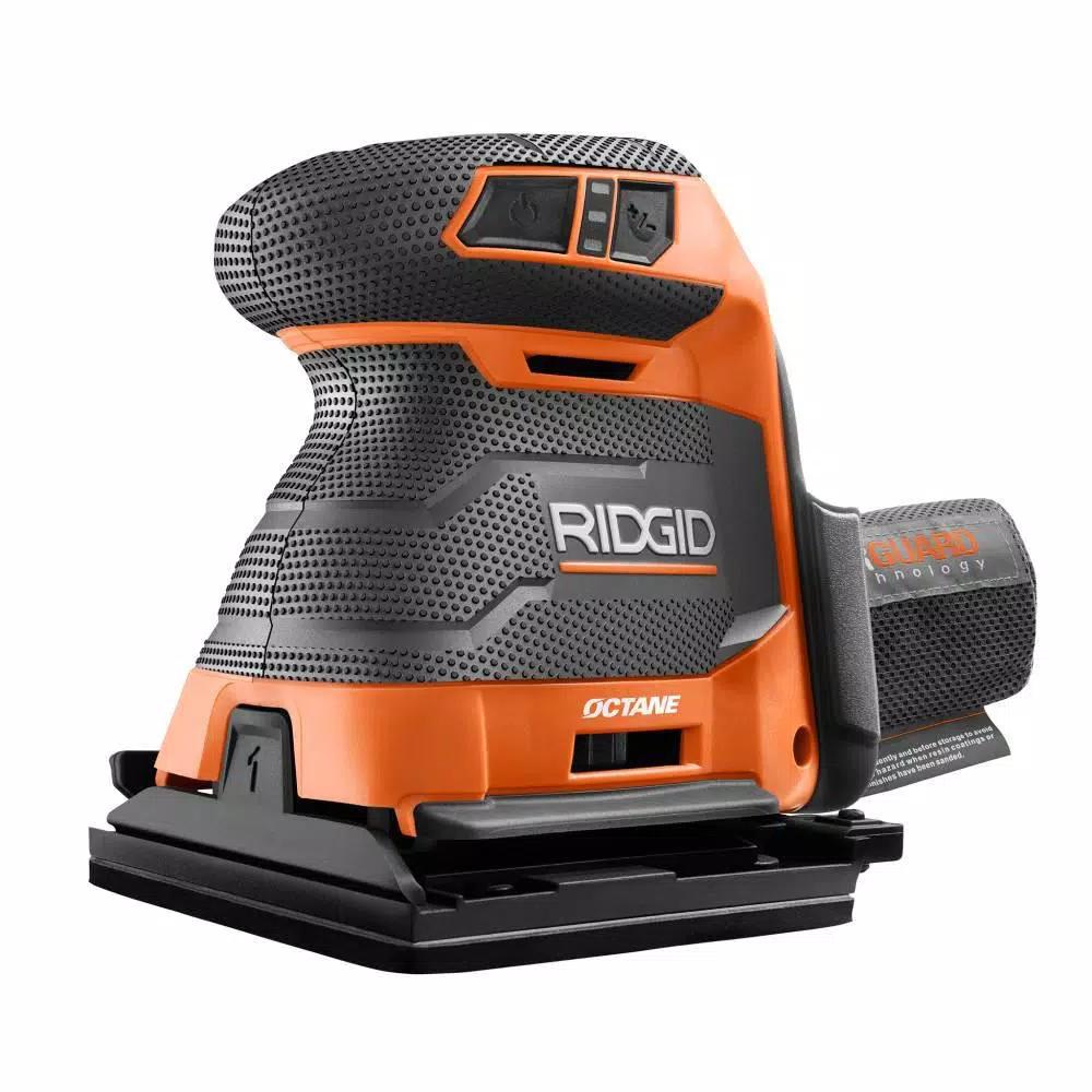 RIDGID 18V OCTANE Cordless Brushless 3-Speed 1/4 Sheet Sander Kit with 2.0 Ah Battery and Charger