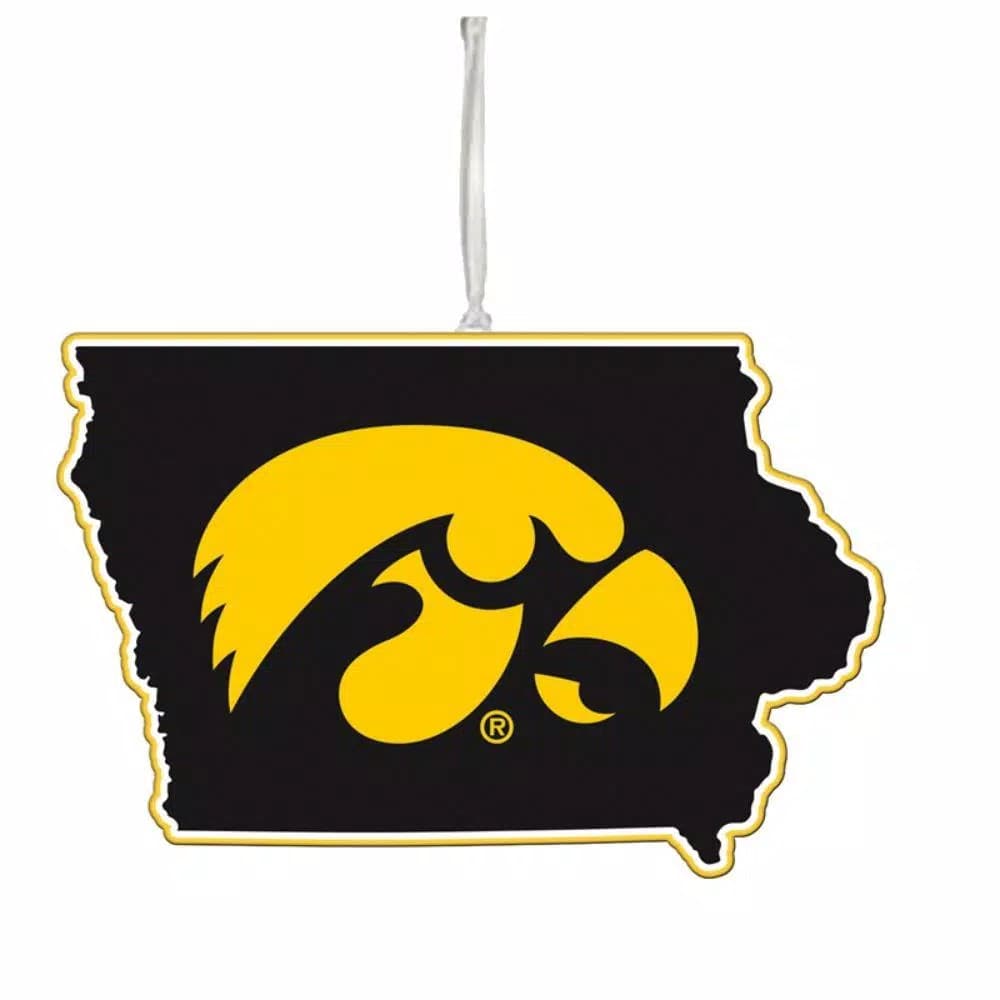 Team Sports America University of Iowa NCAA Team State Wood Christmas Ornament