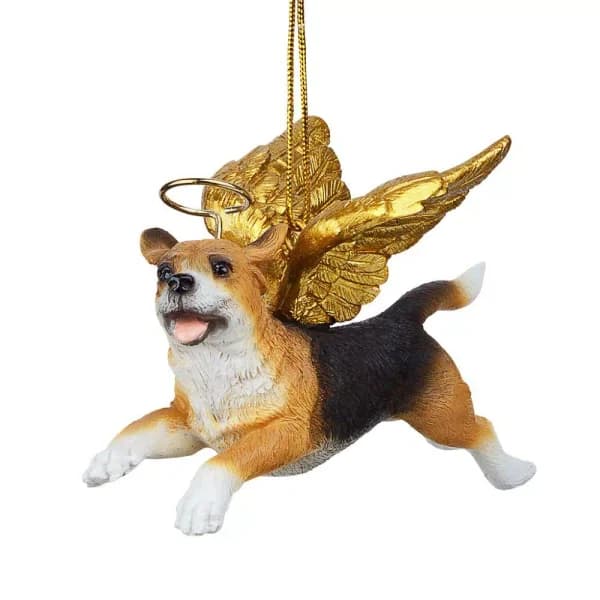 Design Toscano Beagle Dog Angel Christmas Ornament - Hand Painted Resin Memorial