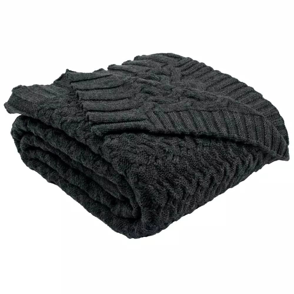 Safavieh Affinity Dark Grey Cable Knit Cotton Throw Blanket, 50 x 60 in.