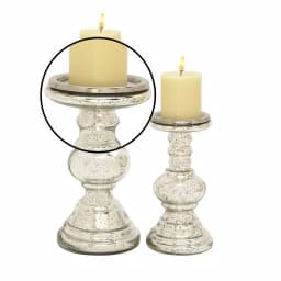LITTON LANE Silver Glass Squat Ball Column Candle Holders, Set of 2 thumbnail 3