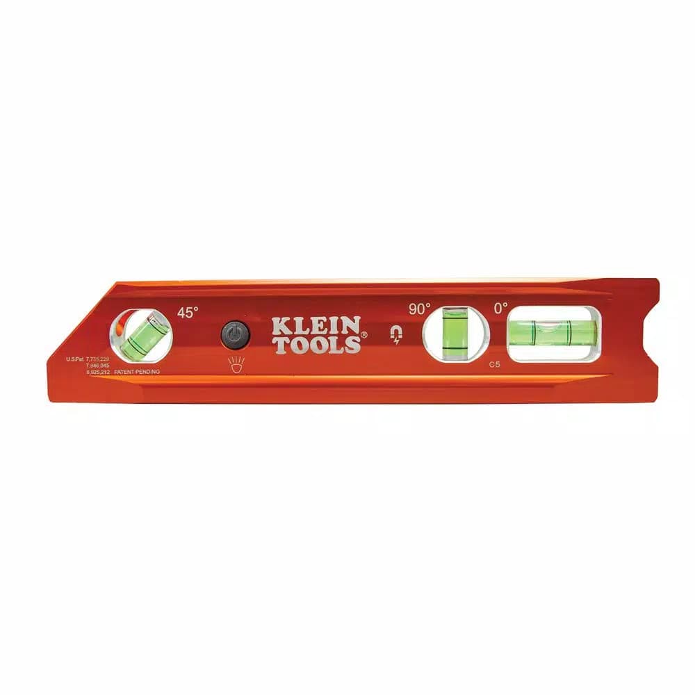 Klein Tools 9 in. Lighted Rare Earth Magnet Torpedo Billet Aluminum Level