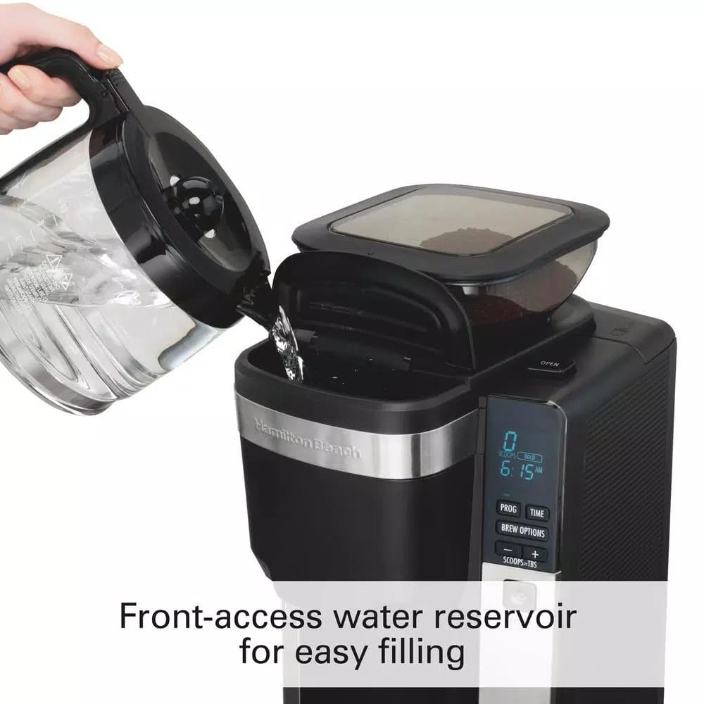 Hamilton Beach 12-Cup Auto Grounds Dispensing Drip Coffee Maker, Black