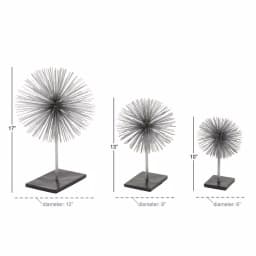 LITTON LANE Set of 3 Metal Starburst Sculptures with Stand - Silver and Black Iron Wire Decor thumbnail 6