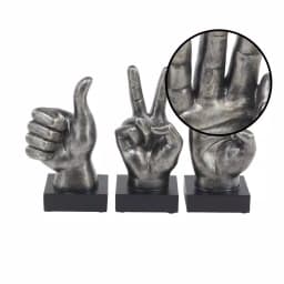LITTON LANE Modern Reflections Hand Sign Polystone Sculpture Set, Silver Distressed Finish (Set of 3) thumbnail 3
