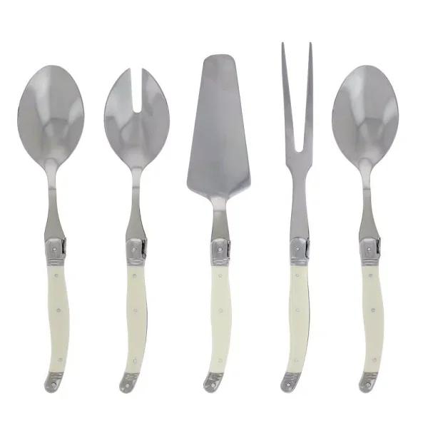 French Home Laguiole 5-Piece Hostess Flatware Serving Set - Faux Ivory