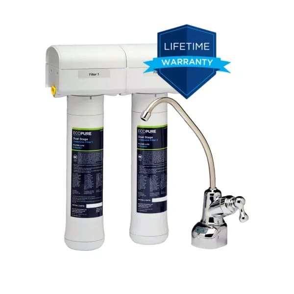 EcoPure 2-Stage Under Sink Drinking Water Filter System with Chrome Faucet