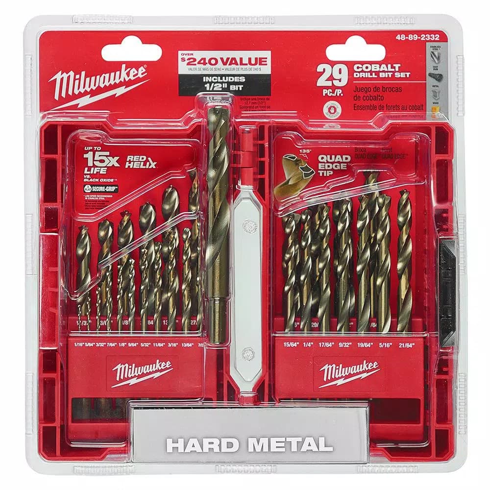 Milwaukee Red Helix Cobalt Twist Drill Bit Set, 29-Piece