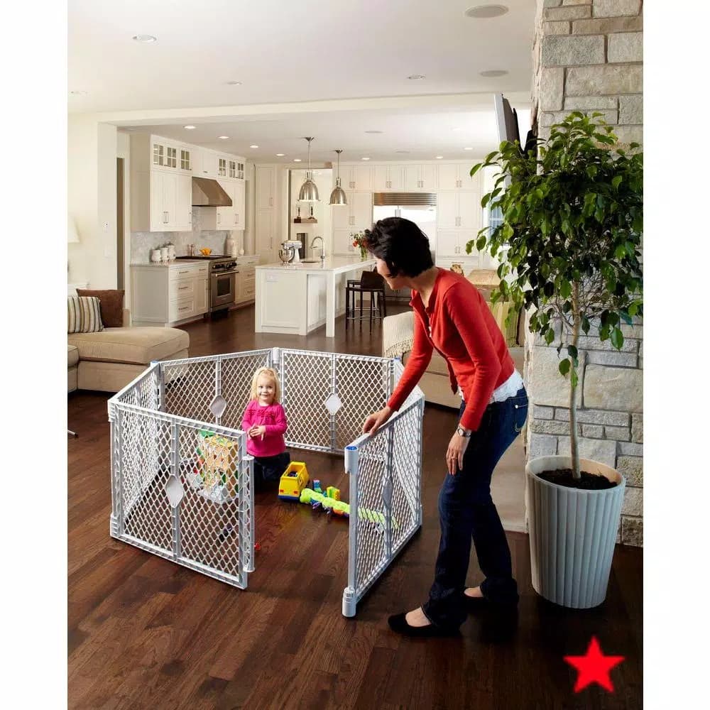 Unbranded North States Super Yard Classic 6-Panel Portable Play Yard, Gray