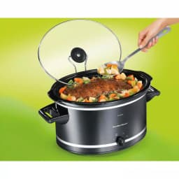 Hamilton Beach 8 Qt. Black Oval Slow Cooker with Glass Lid and Temperature Settings thumbnail 2