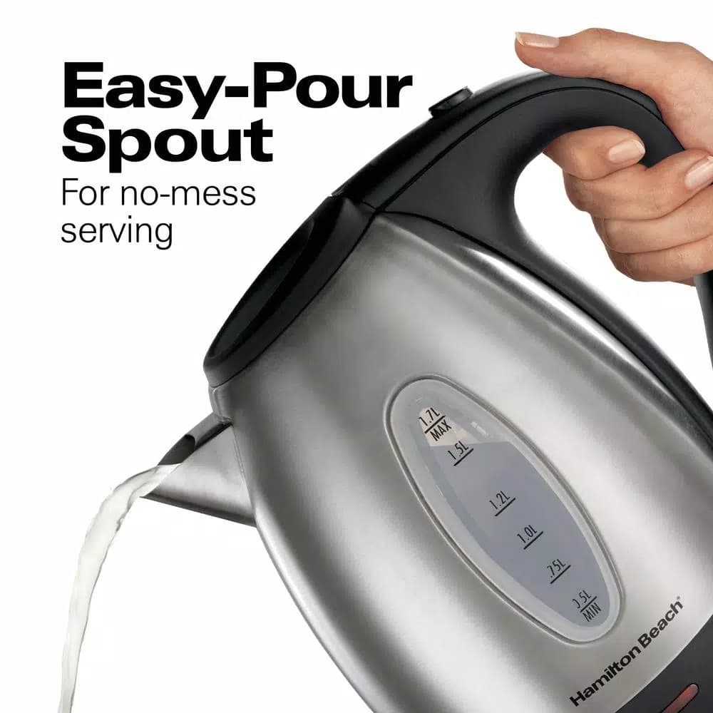 Hamilton Beach 1.7L Stainless Steel Electric Kettle, 7-Cup Rapid Boil