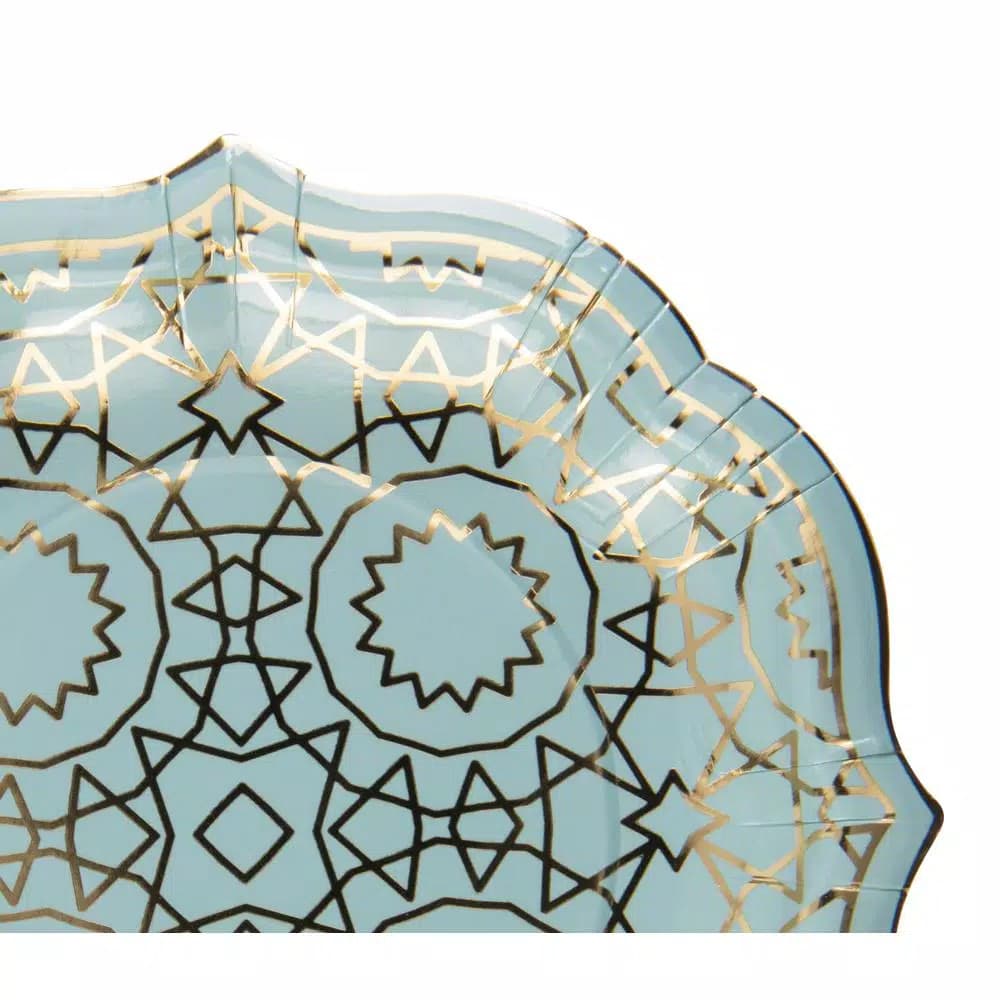 Sugar Plum Party SugarPlum Collection Boho Sage and Gold Octagon Dessert Plates, 16-Piece Set