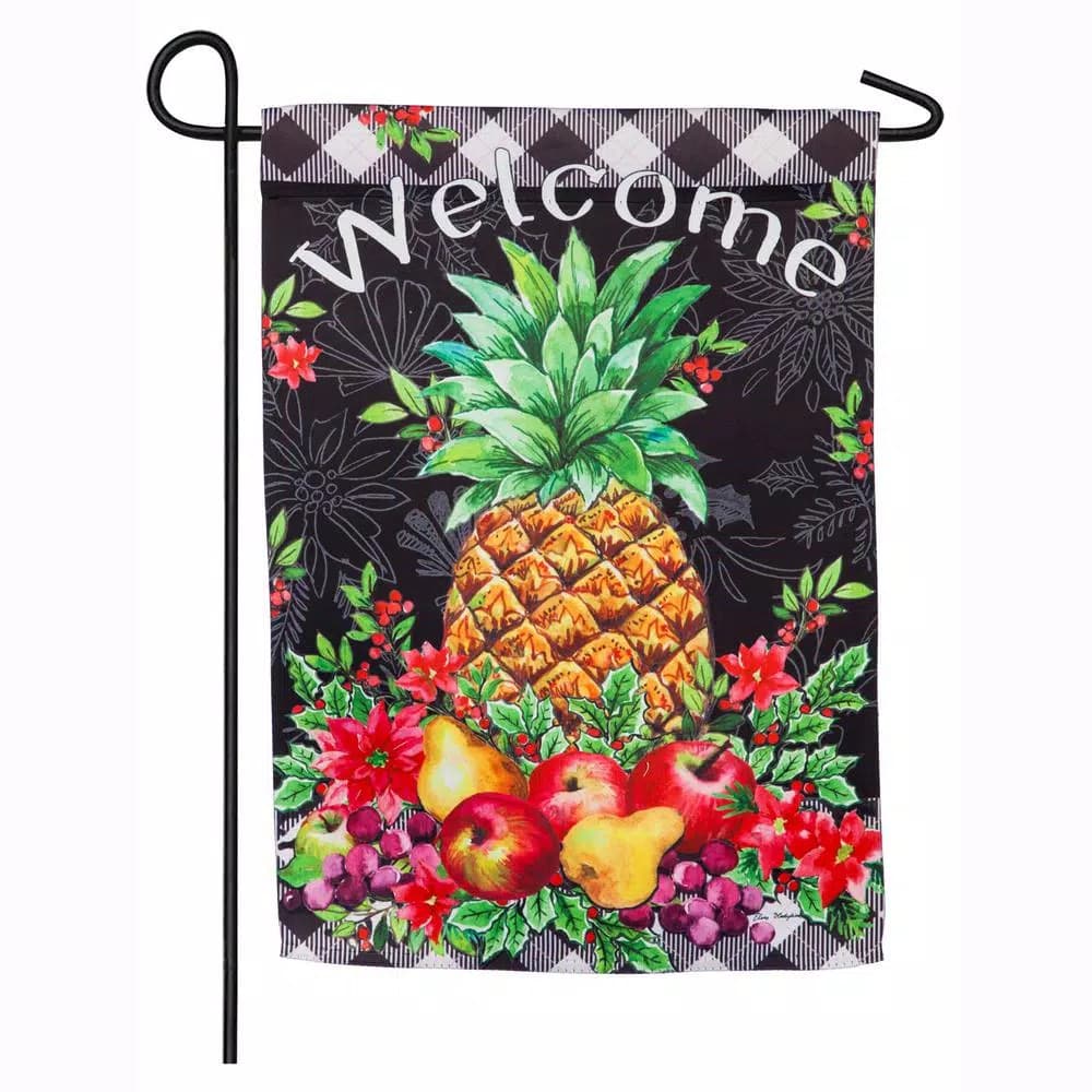 Evergreen Christmas Pineapple Garden Flag, 18 x 12.5 in. Double-Sided Indoor/Outdoor Decorative Flag