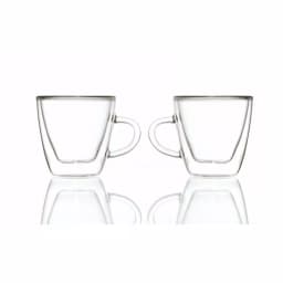GROSCHE Turin Double-Walled Borosilicate Glass Espresso Cups with Handles, 4.7 oz (Set of 2) thumbnail 1
