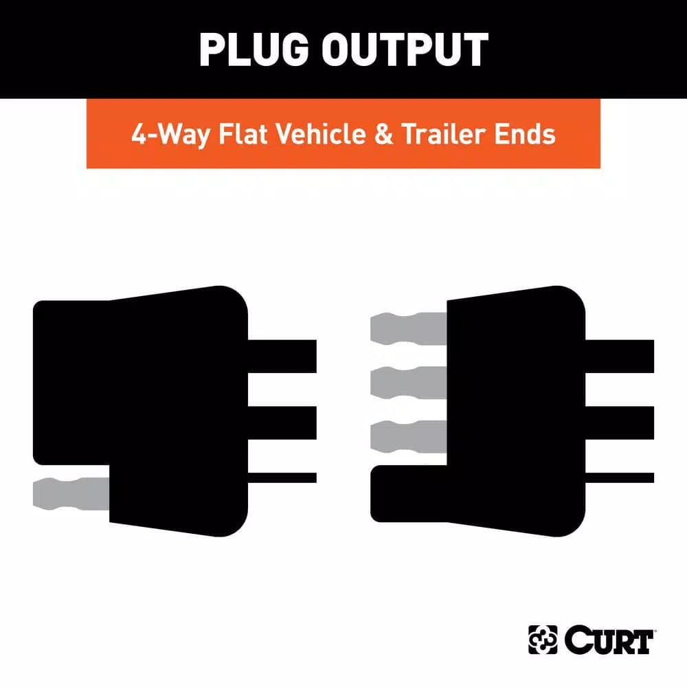 CURT 4-Way Flat Trailer Connector Kit with 12" Color-Coded Wires